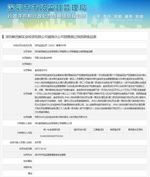 深圳鮮百鮮實業投資福海分公司因銷售過期食品被查，企業投資實業的食品安全防線如何筑牢？